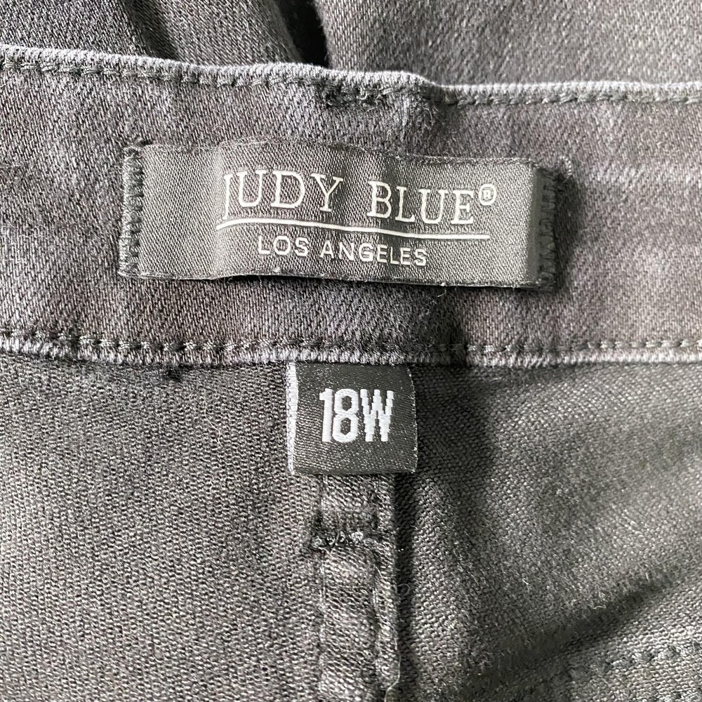 Judy Blue‎ Jeans Womens 18W Black Button Fly Raw Hem Stretch High Rise JB88829BK - Picture 7 of 14